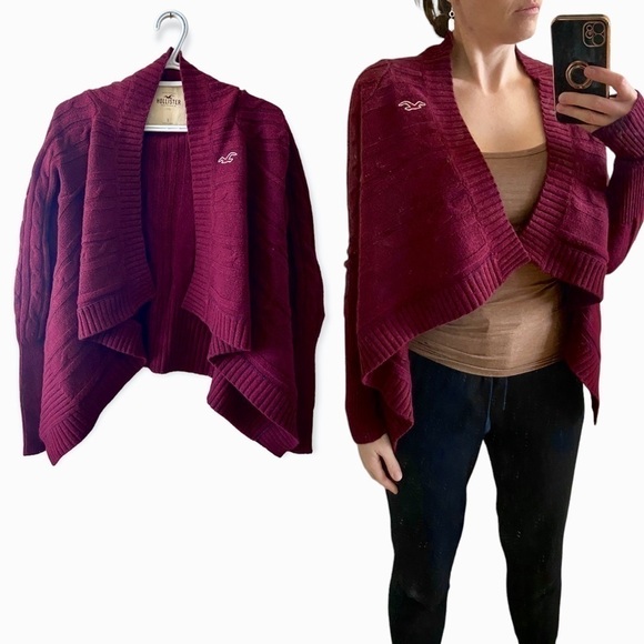𝅺hollister Chunky Knit Waterfall Cardigan Size Small. - Picture 1 of 10